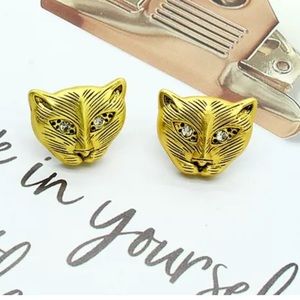 Gold cat earrings